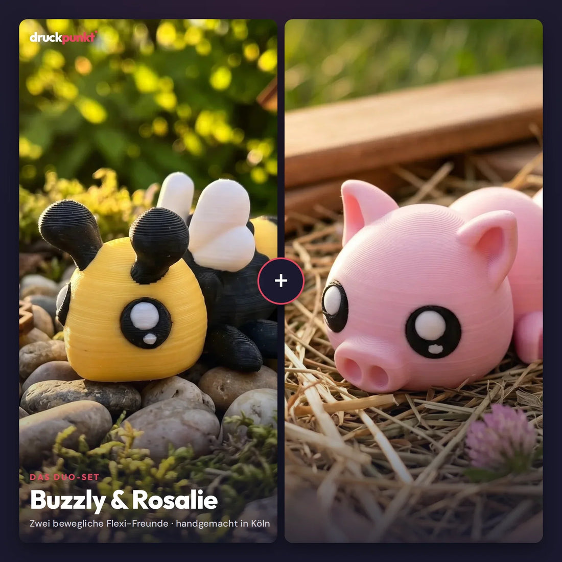 Buzzly die Biene und Rosalie das Schweinchen als kleine Reisebegleiter für die Sommerferien