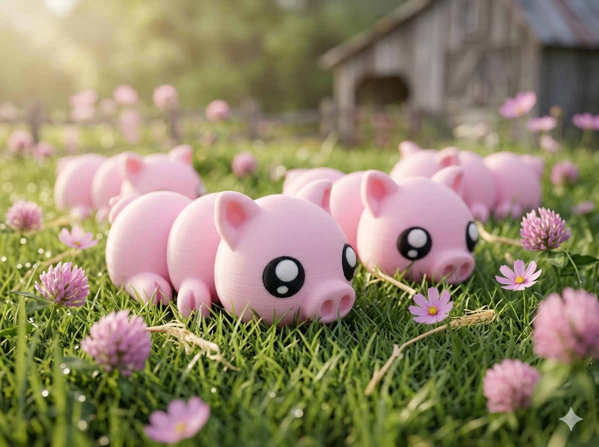 Rosalie – gelenkiges 3D-gedrucktes Schweinchen von druckpunkt, Produktfoto