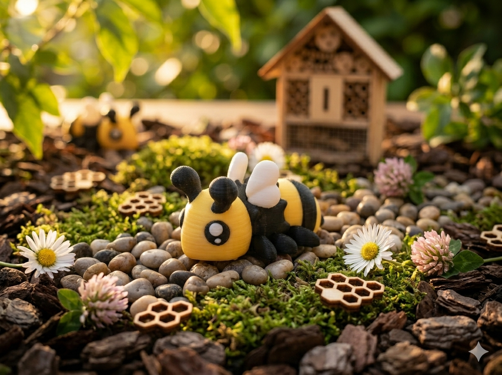 Buzzly – gelenkige 3D-gedruckte Bienen-Figur von druckpunkt, Produktfoto