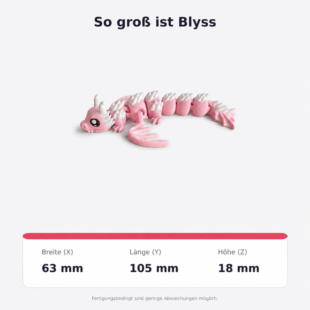 Blyss Rosa – Abmessungen in Millimetern