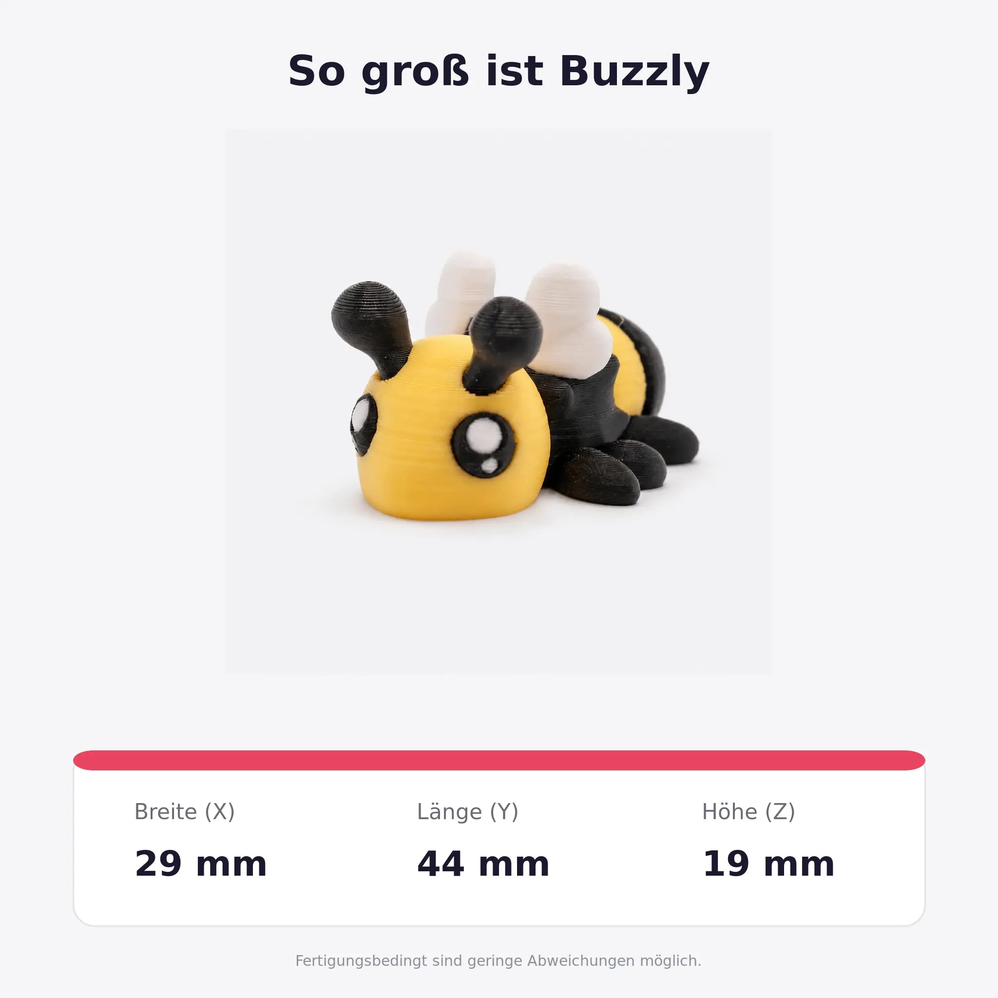 Buzzly – Abmessungen in Millimetern