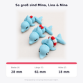 Delfin-Schwestern 3er-Set – Abmessungen je Figur: Breite 28 mm, Länge 61 mm und Höhe 18 mm