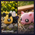Buzzly die Biene und Rosalie das Schweinchen als Flexi-Duo-Set, handgemacht in Köln