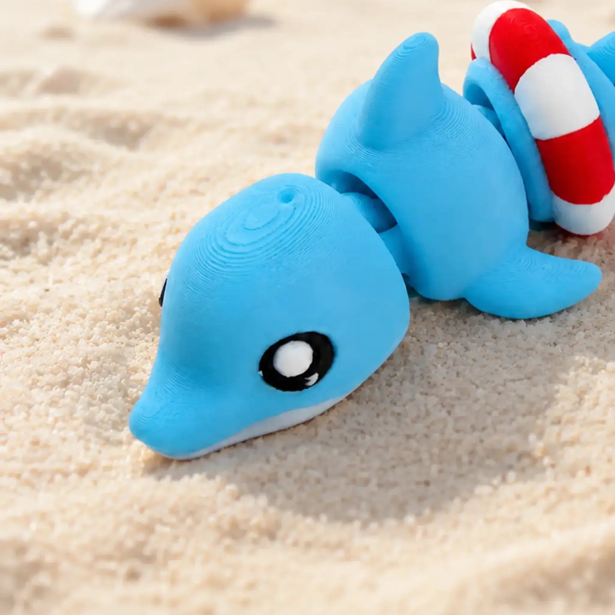 Nina der Delfin – Detailansicht mit sichtbarer 3D-Druckstruktur